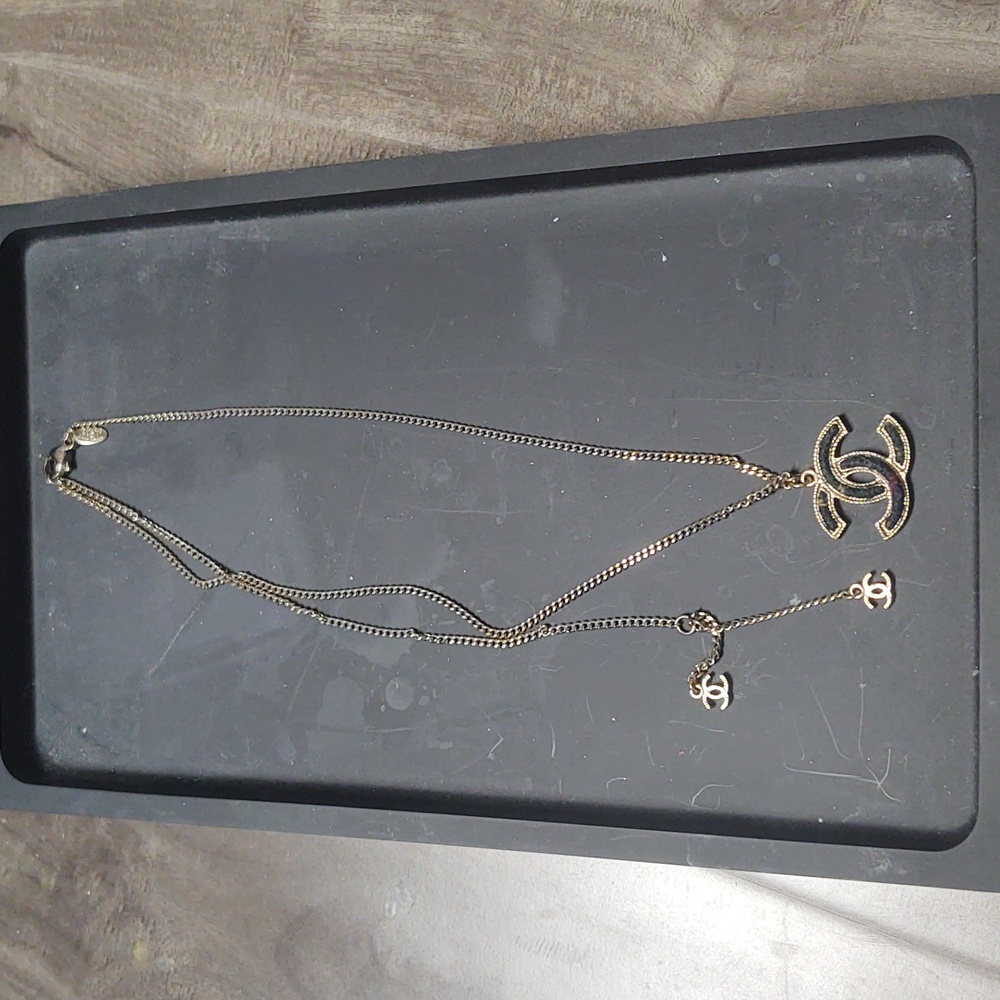 Tweed CC Pendant Necklace Reserved